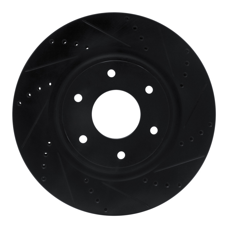 Infiniti QX56 Brake Rotor (1) - Front Right - R1 Concepts - Drilled & Slotted - Black - `05-`07